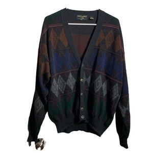 Mens vintage wool pattern cardigan size XL